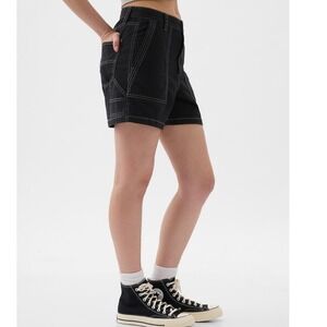 Gap Women Black Contrast Stitch 5 Inch Carpenter Shorts Size 16 Tall 100% Cotton